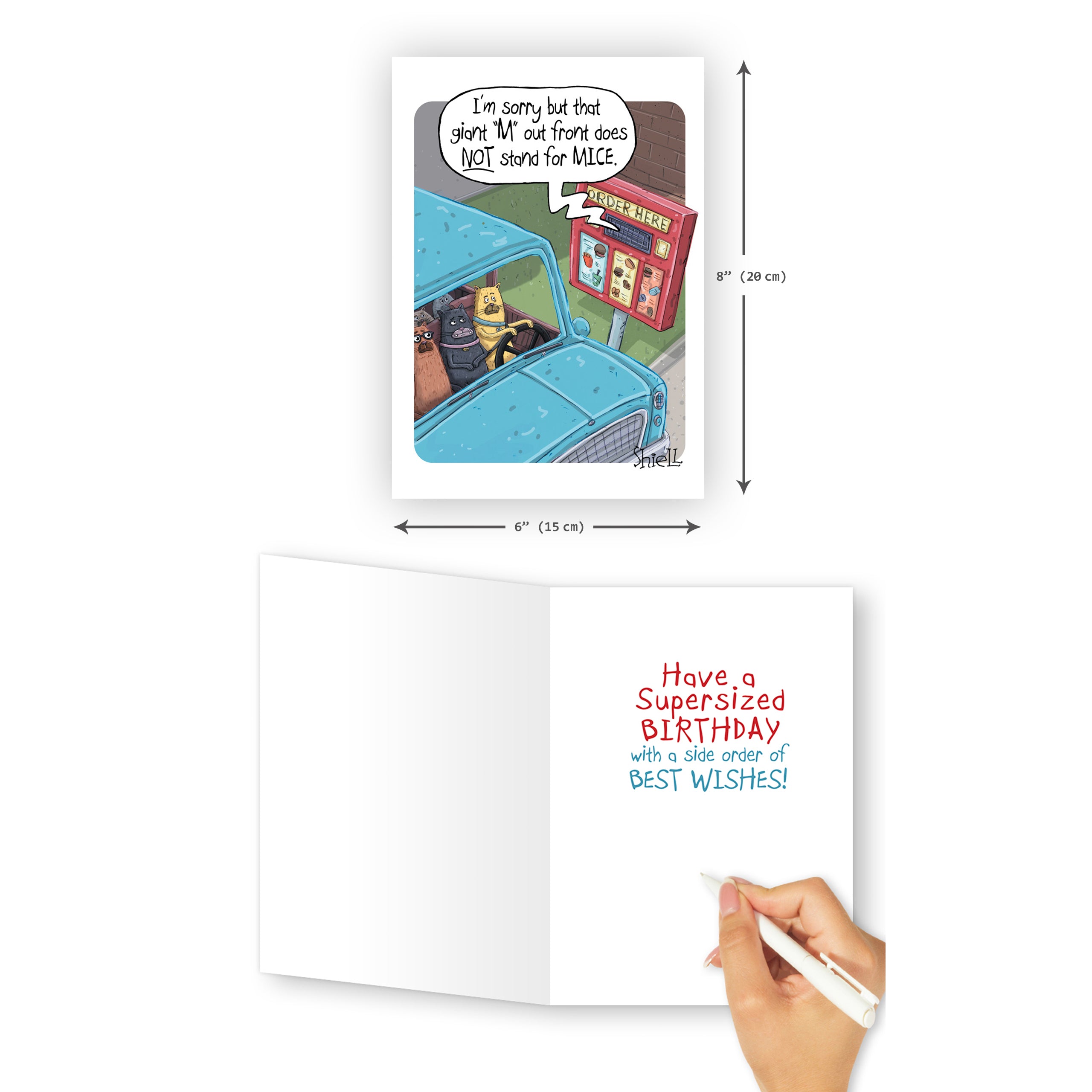 'Giant M' Cat Birthday Card - Northern Cards