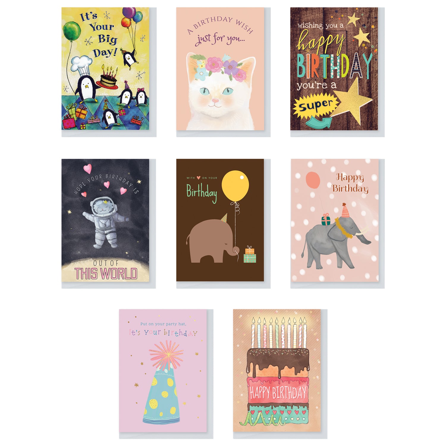 Children's Birthday Card Assortment Boxset (8 Cards) - Version 1 - Northern Cards