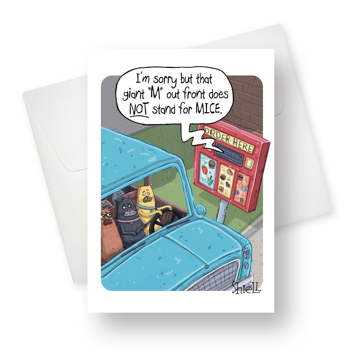 'Giant M' Cat Birthday Card - Northern Cards