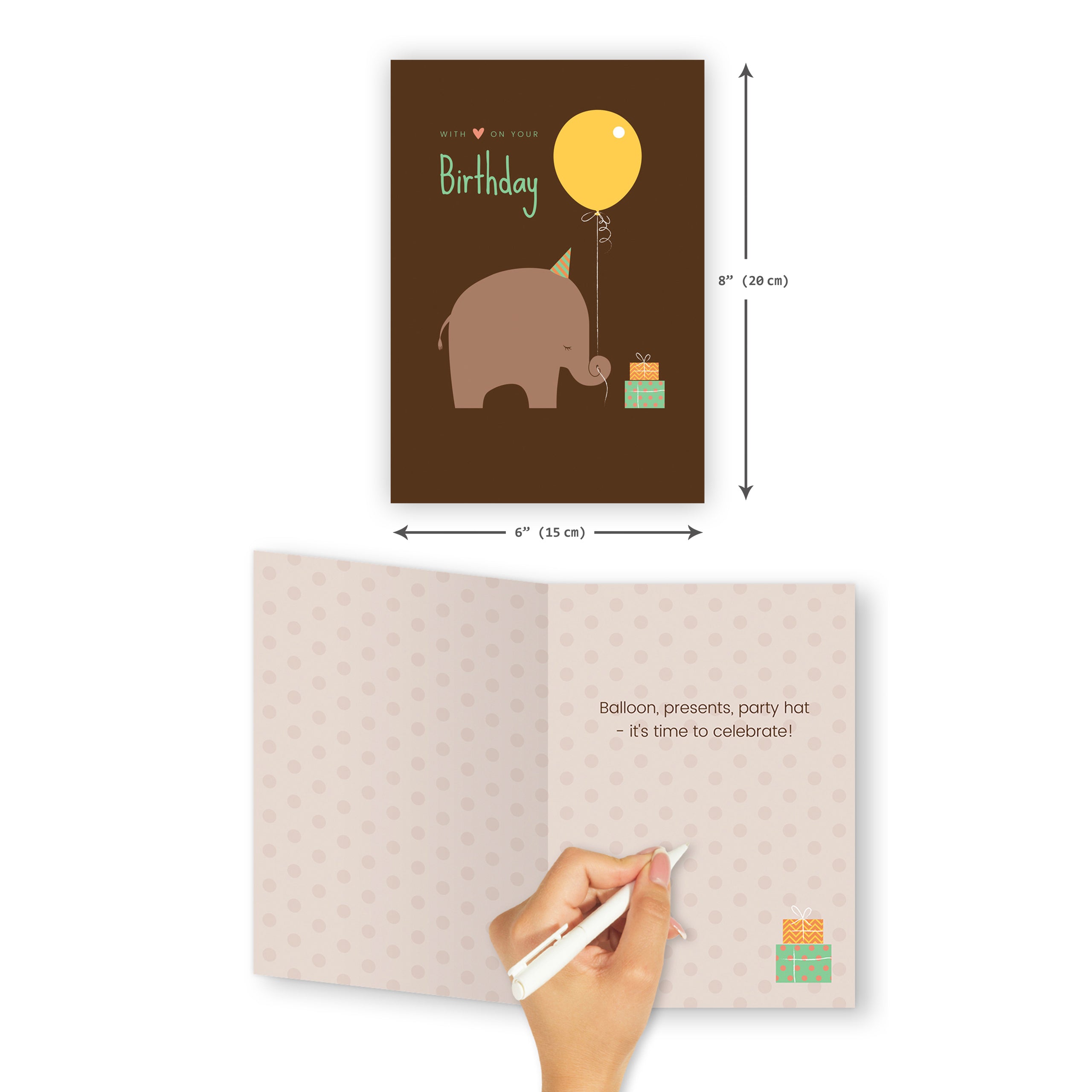 'Elephant Balloon' Cute Elephant Birthday Card - Northern Cards