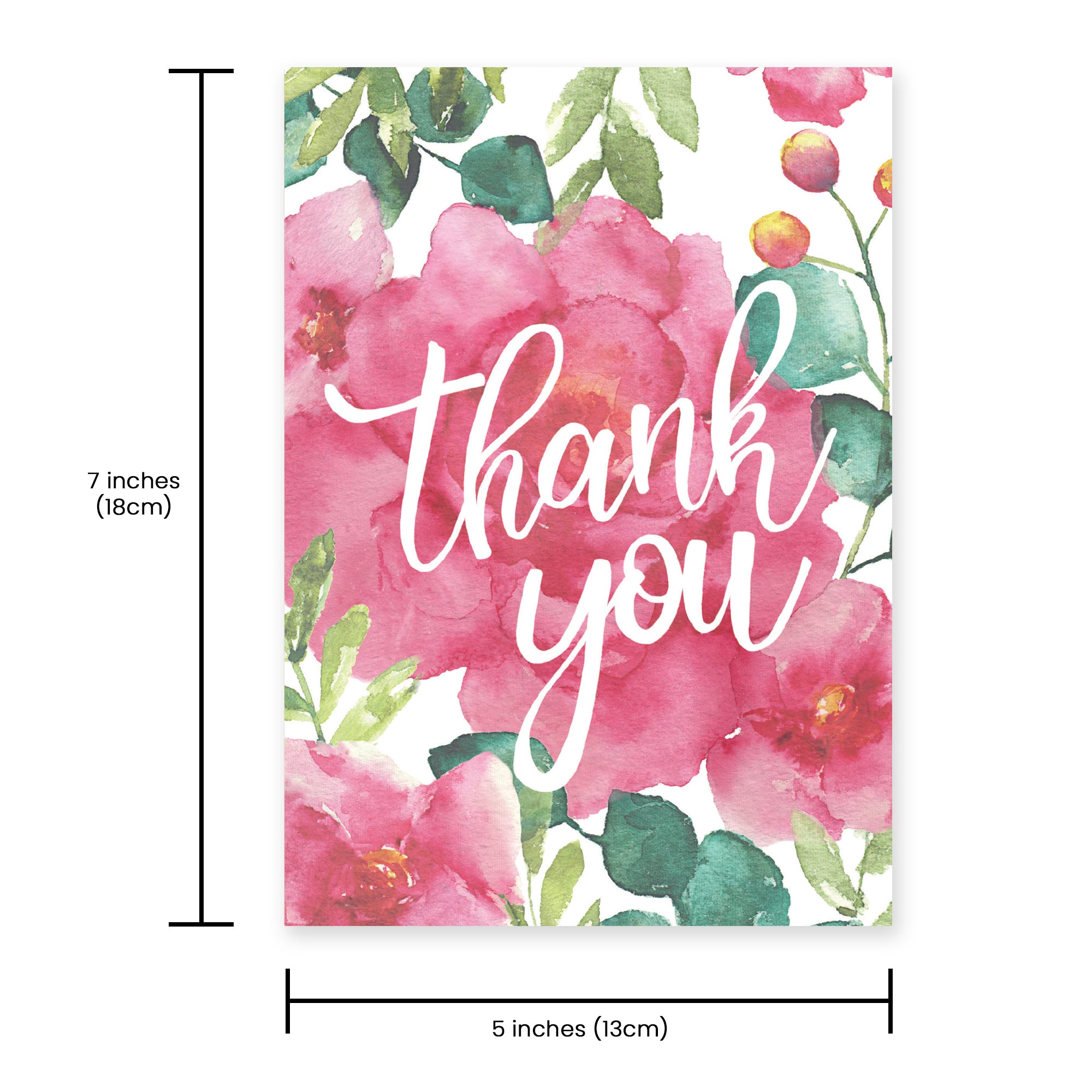 Boxed Set of 12 Floral Watercolour Thank You Cards - Northern Cards